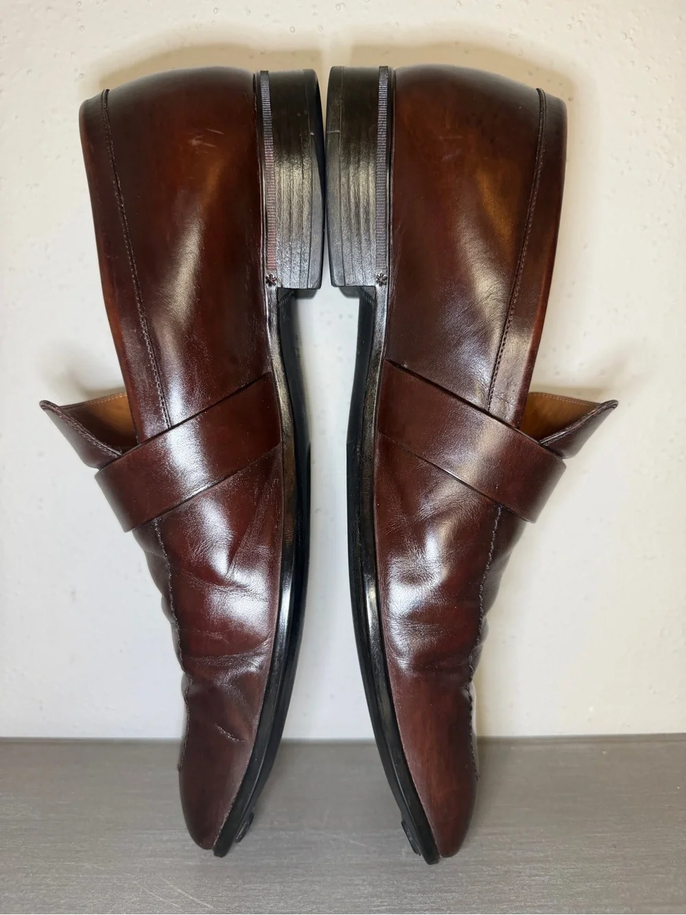Vintage Men's Gucci Brown Leather Loafers Made In Italy Size 8.5 Classic Style